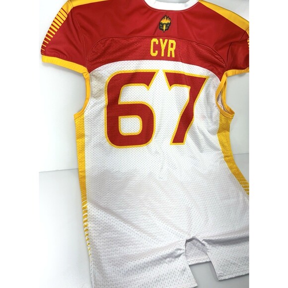 WFA Xenith Firehawks Red, Yellow, and White 2XL Football Jersey CYR # 67 - Picture 6 of 8